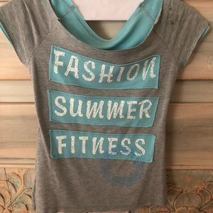 Ossira Grey Blue Workout T-shirt